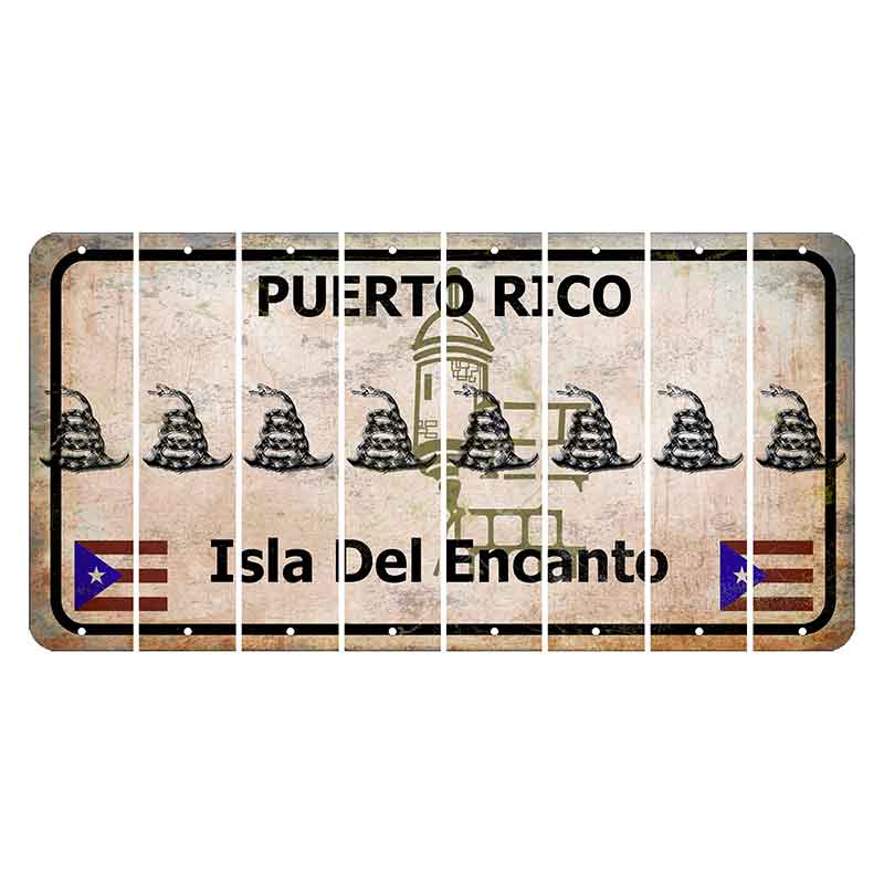 Puerto Rico White Isla Del Encanto Cut License Plate Strips (Set of 8) Gadsden