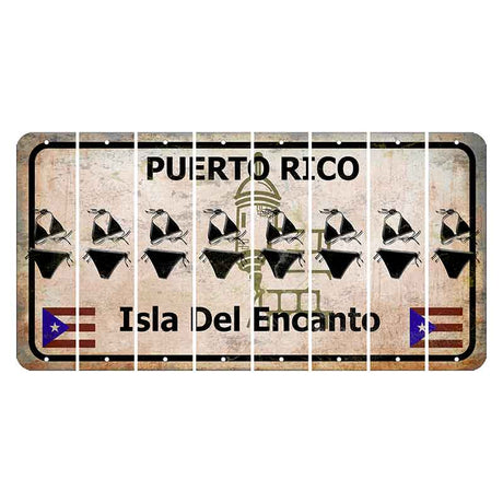 Puerto Rico White Isla Del Encanto Cut License Plate Strips (Set of 8) Bikini