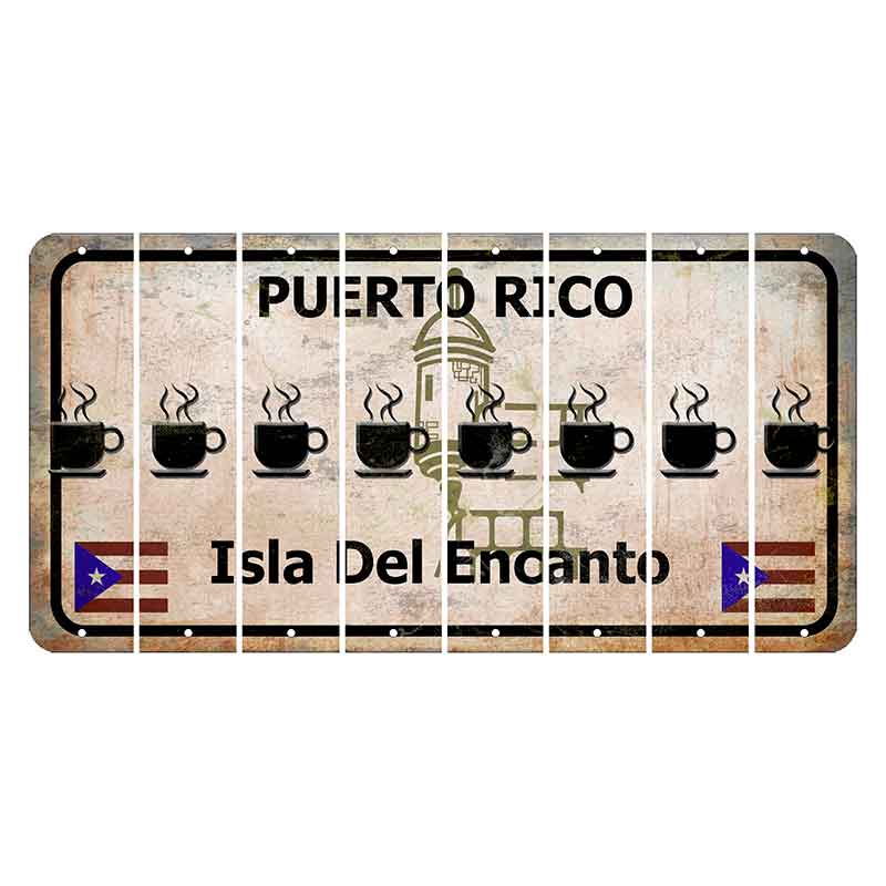 Puerto Rico White Isla Del Encanto Cut License Plate Strips (Set of 8) Coffee Mug