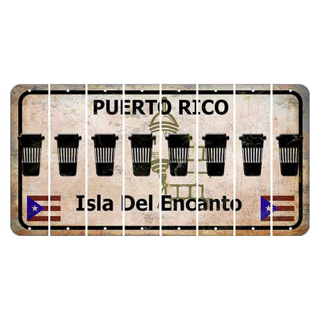 Puerto Rico White Isla Del Encanto Cut License Plate Strips (Set of 8) Latte