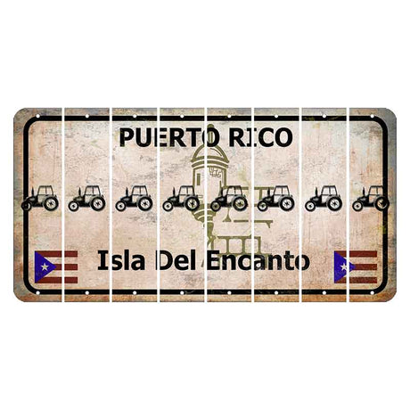 Puerto Rico White Isla Del Encanto Cut License Plate Strips (Set of 8) Tractor