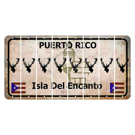 Puerto Rico White Isla Del Encanto Cut License Plate Strips (Set of 8) Elk