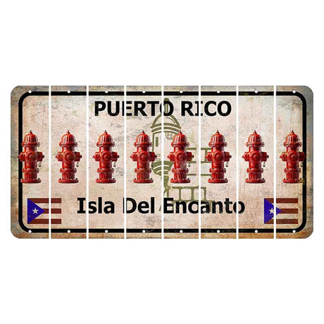 Puerto Rico White Isla Del Encanto Cut License Plate Strips (Set of 8) Fire Hydrant