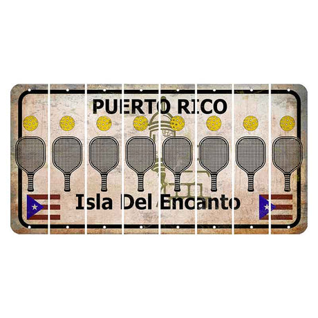 Puerto Rico White Isla Del Encanto Cut License Plate Strips (Set of 8) Pickleball