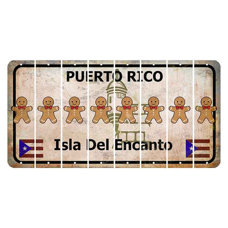 Puerto Rico White Isla Del Encanto Cut License Plate Strips (Set of 8) Gingerbread Man