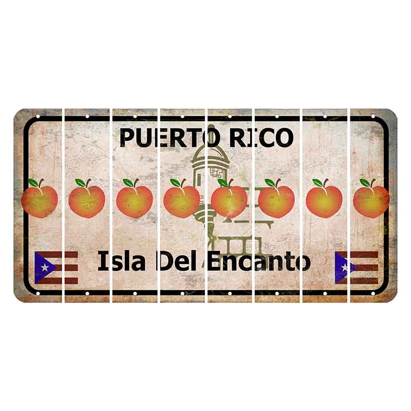 Puerto Rico White Isla Del Encanto Cut License Plate Strips (Set of 8) Peach