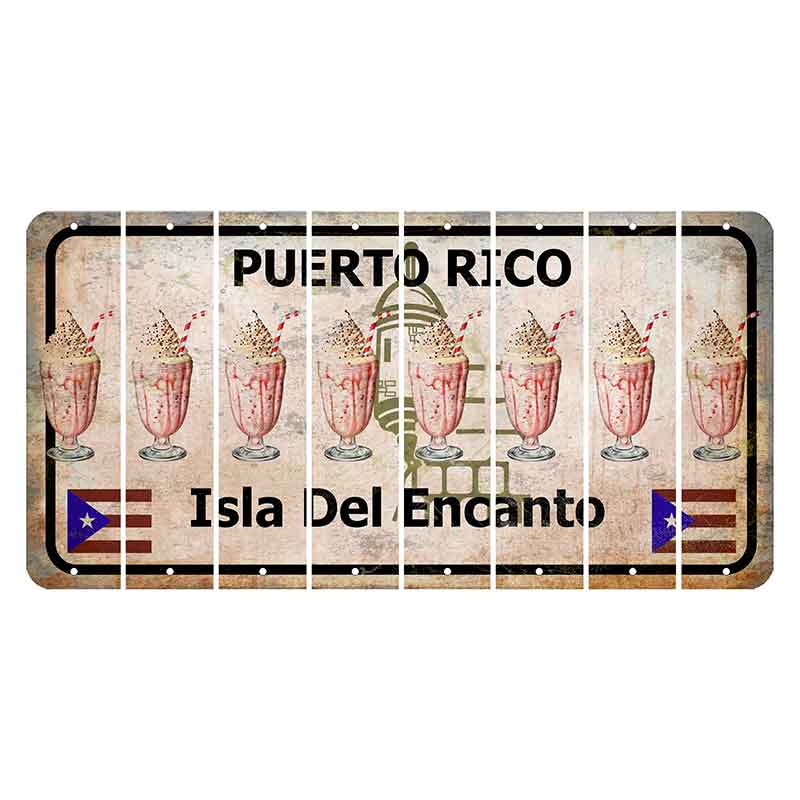 Puerto Rico White Isla Del Encanto Cut License Plate Strips (Set of 8) Milkshake