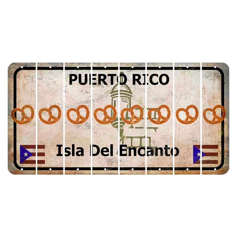 Puerto Rico White Isla Del Encanto Cut License Plate Strips (Set of 8) Pretzel