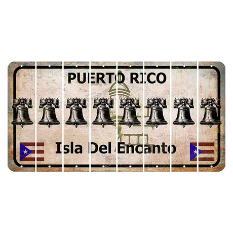 Puerto Rico White Isla Del Encanto Cut License Plate Strips (Set of 8) Liberty Bell