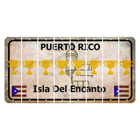 Puerto Rico White Isla Del Encanto Cut License Plate Strips (Set of 8) Trophy