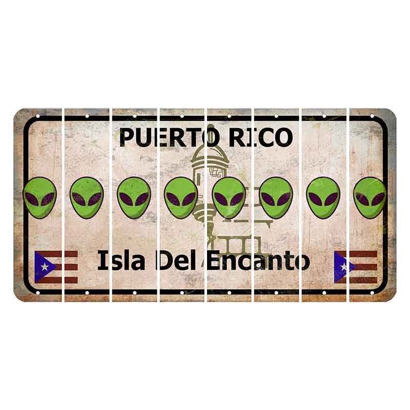 Puerto Rico White Isla Del Encanto Cut License Plate Strips (Set of 8) Alien