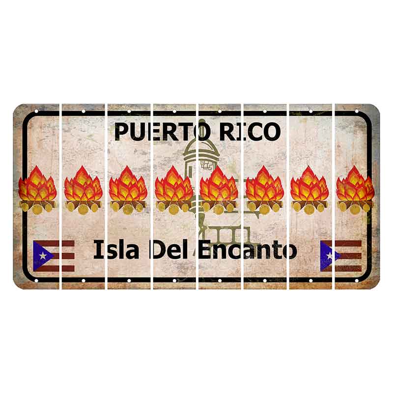 Puerto Rico White Isla Del Encanto Cut License Plate Strips (Set of 8) Campfire