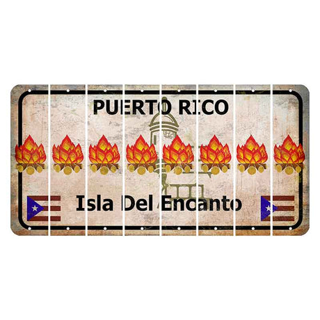 Puerto Rico White Isla Del Encanto Cut License Plate Strips (Set of 8) Campfire