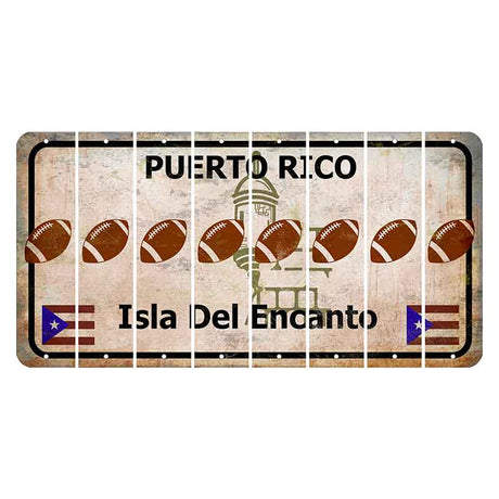 Puerto Rico White Isla Del Encanto Cut License Plate Strips (Set of 8) Football