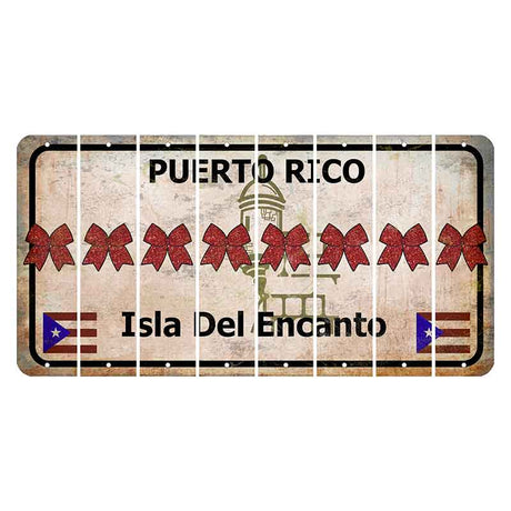 Puerto Rico White Isla Del Encanto Cut License Plate Strips (Set of 8) Cheer Bow