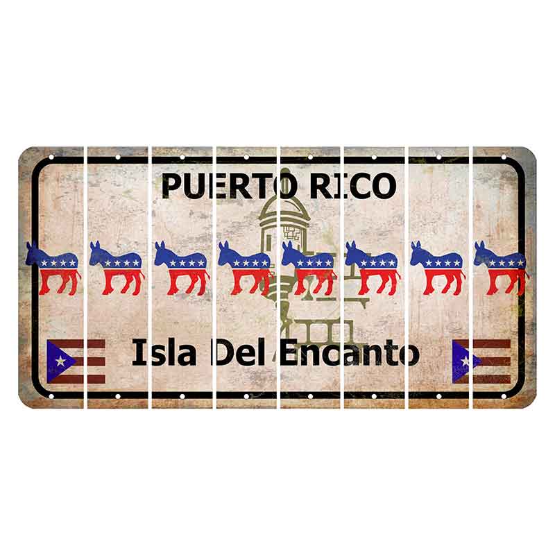 Puerto Rico White Isla Del Encanto Cut License Plate Strips (Set of 8) Democrat