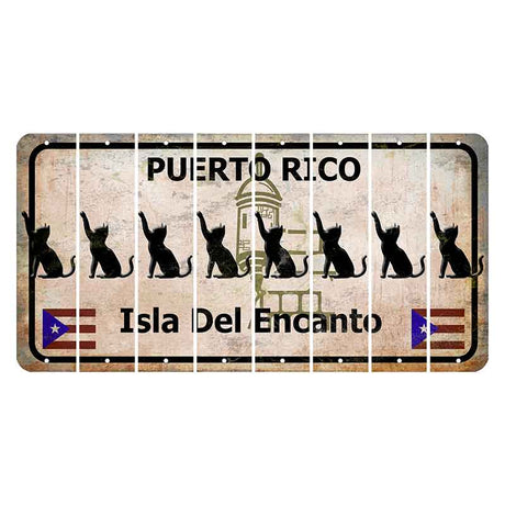 Puerto Rico White Isla Del Encanto Cut License Plate Strips (Set of 8) Cat