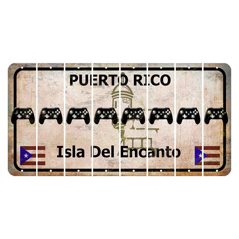 Puerto Rico White Isla Del Encanto Cut License Plate Strips (Set of 8) X Controller