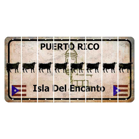 Puerto Rico White Isla Del Encanto Cut License Plate Strips (Set of 8) Dairy Cow