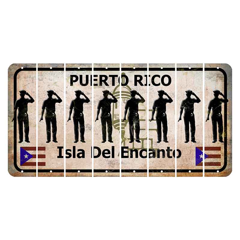 Puerto Rico White Isla Del Encanto Cut License Plate Strips (Set of 8) Police Officer