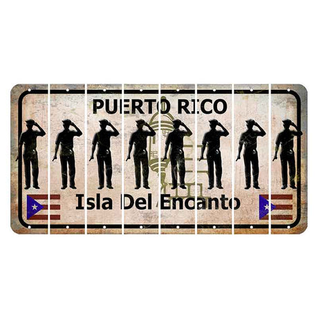 Puerto Rico White Isla Del Encanto Cut License Plate Strips (Set of 8) Police Officer