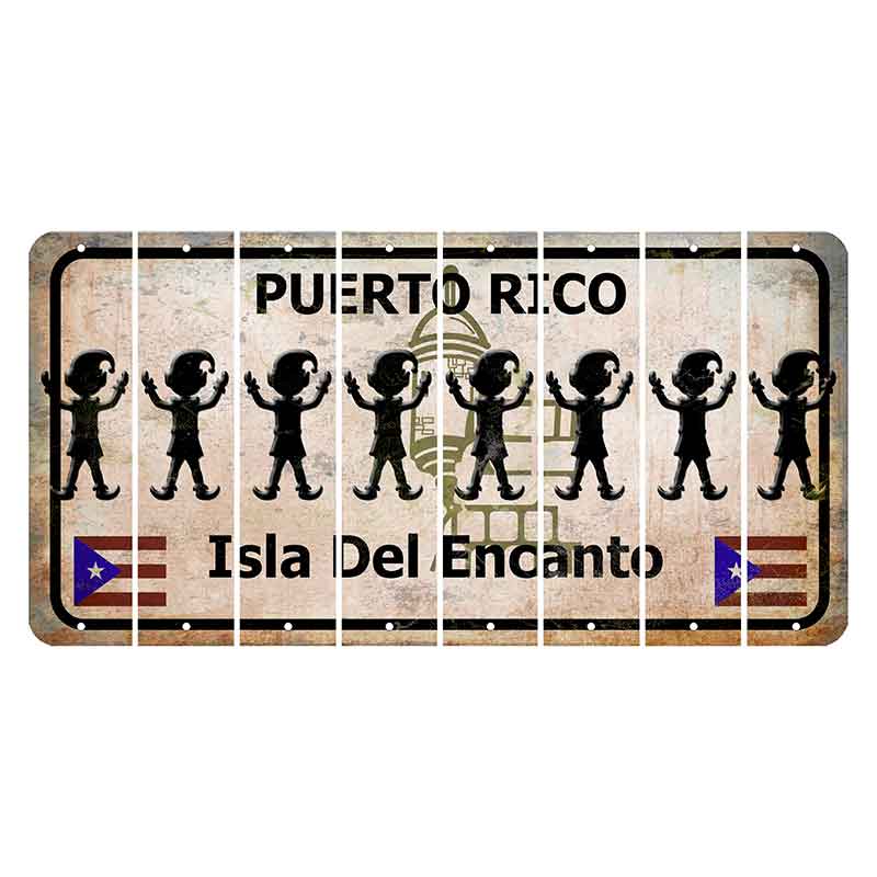 Puerto Rico White Isla Del Encanto Cut License Plate Strips (Set of 8) Elf