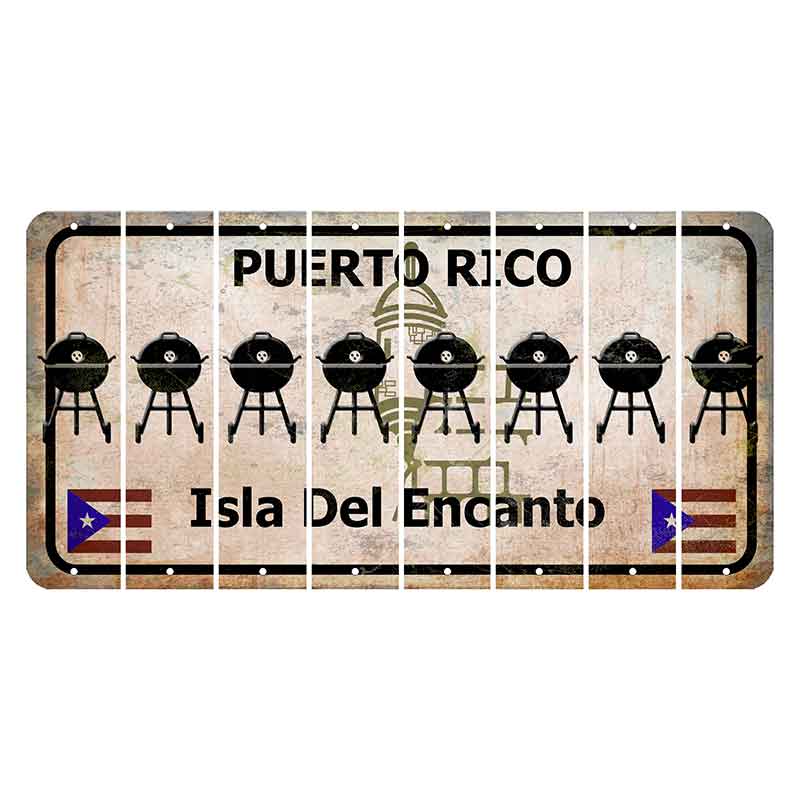 Puerto Rico White Isla Del Encanto Cut License Plate Strips (Set of 8) Grill