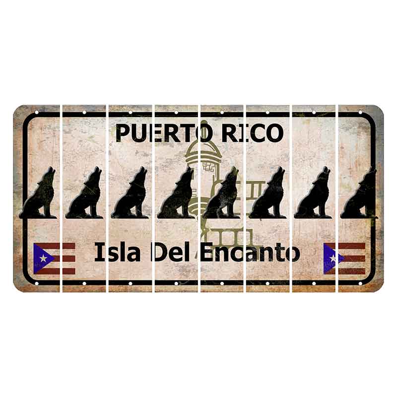 Puerto Rico White Isla Del Encanto Cut License Plate Strips (Set of 8) Howling Wolf