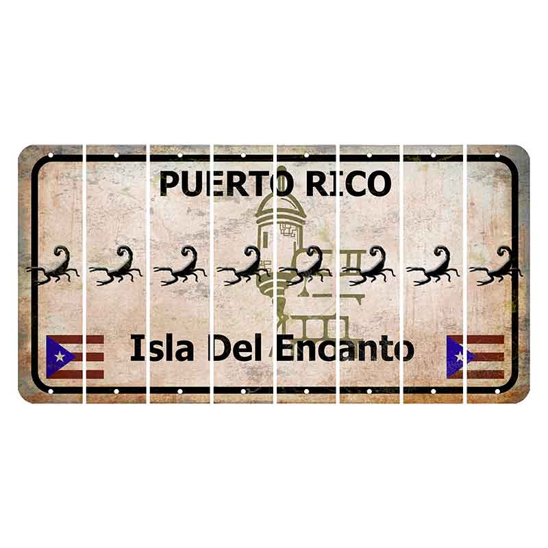 Puerto Rico White Isla Del Encanto Cut License Plate Strips (Set of 8) Scorpion