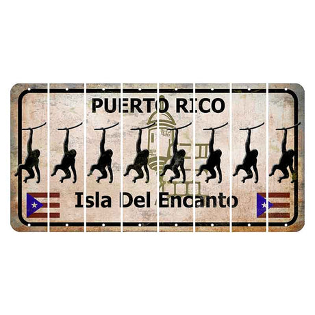 Puerto Rico White Isla Del Encanto Cut License Plate Strips (Set of 8) Monkey