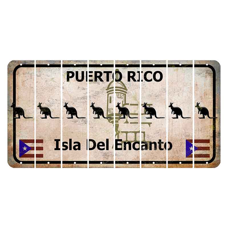 Puerto Rico White Isla Del Encanto Cut License Plate Strips (Set of 8) Kangaroo