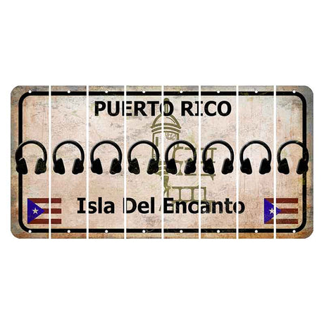 Puerto Rico White Isla Del Encanto Cut License Plate Strips (Set of 8) Headphones