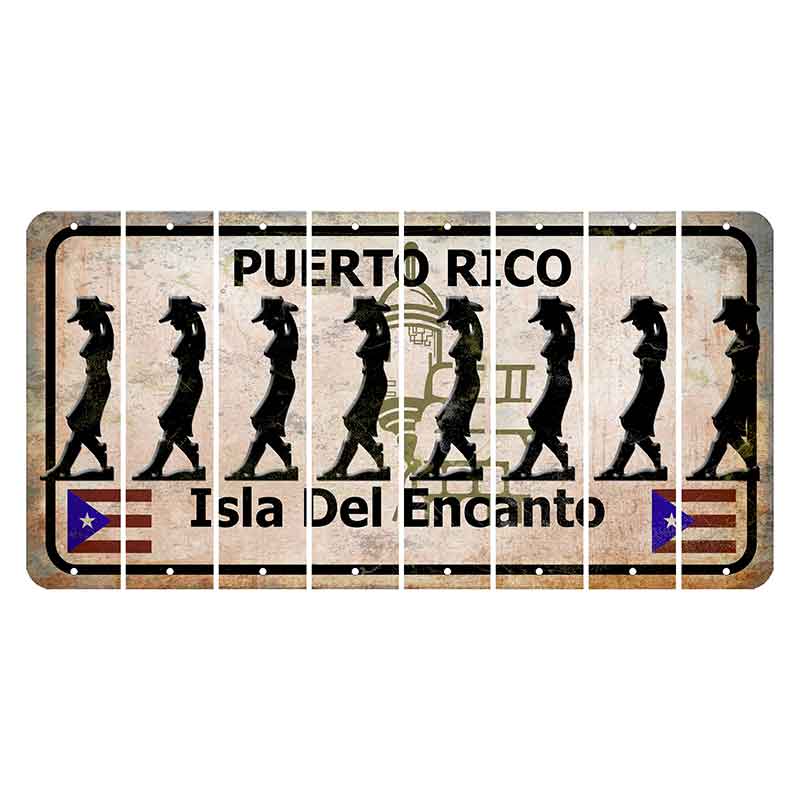 Puerto Rico White Isla Del Encanto Cut License Plate Strips (Set of 8) Cowgirl - Leaning