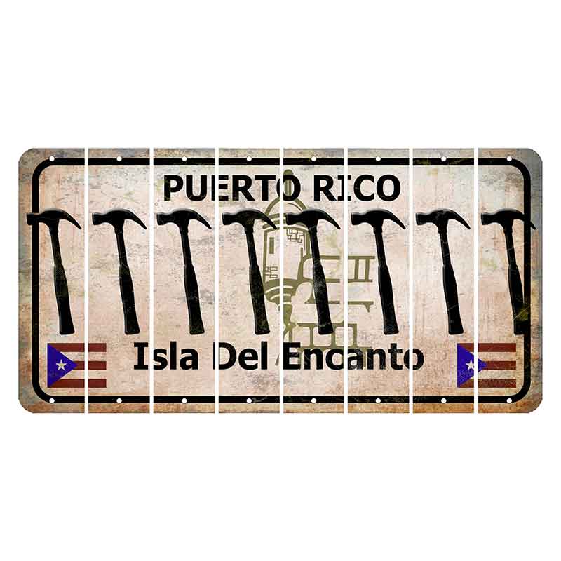 Puerto Rico White Isla Del Encanto Cut License Plate Strips (Set of 8) Hammer