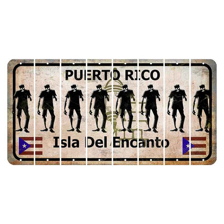 Puerto Rico White Isla Del Encanto Cut License Plate Strips (Set of 8) Zombie