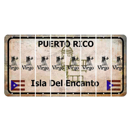 Puerto Rico White Isla Del Encanto Cut License Plate Strips (Set of 8) Zodiac Sign - Virgo