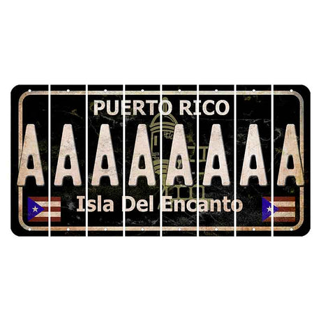 Puerto Rico Black Isla Del Encanto Cut License Plate Strips (Set of 8) A