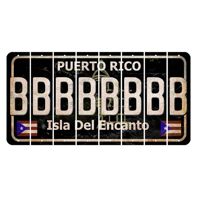 Puerto Rico Black Isla Del Encanto Cut License Plate Strips (Set of 8) B