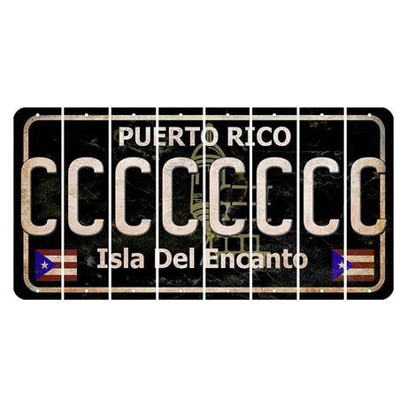 Puerto Rico Black Isla Del Encanto Cut License Plate Strips (Set of 8) C