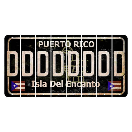 Puerto Rico Black Isla Del Encanto Cut License Plate Strips (Set of 8) D