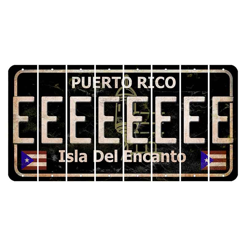 Puerto Rico Black Isla Del Encanto Cut License Plate Strips (Set of 8) E