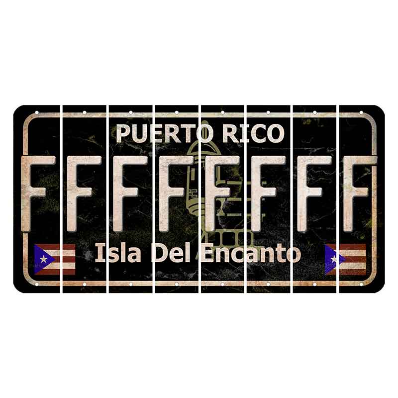 Puerto Rico Black Isla Del Encanto Cut License Plate Strips (Set of 8) F