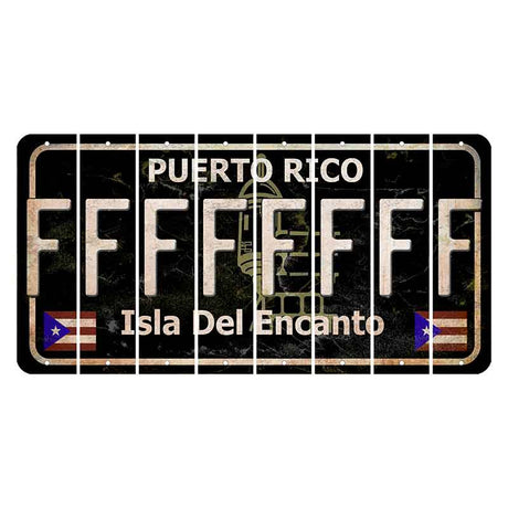 Puerto Rico Black Isla Del Encanto Cut License Plate Strips (Set of 8) F