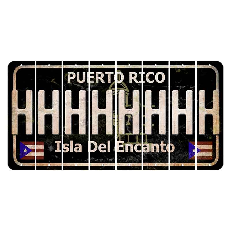 Puerto Rico Black Isla Del Encanto Cut License Plate Strips (Set of 8) H