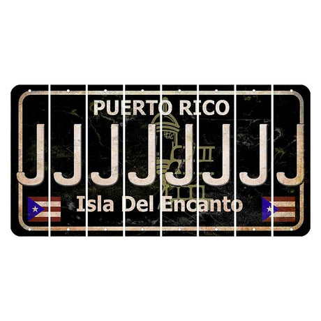 Puerto Rico Black Isla Del Encanto Cut License Plate Strips (Set of 8) J