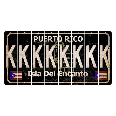 Puerto Rico Black Isla Del Encanto Cut License Plate Strips (Set of 8) K