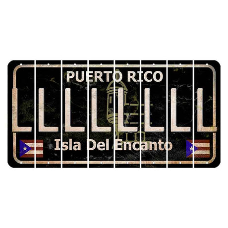 Puerto Rico Black Isla Del Encanto Cut License Plate Strips (Set of 8) L