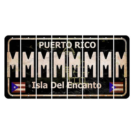 Puerto Rico Black Isla Del Encanto Cut License Plate Strips (Set of 8) M