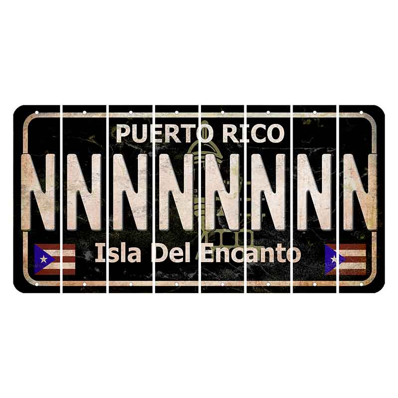 Puerto Rico Black Isla Del Encanto Cut License Plate Strips (Set of 8) N