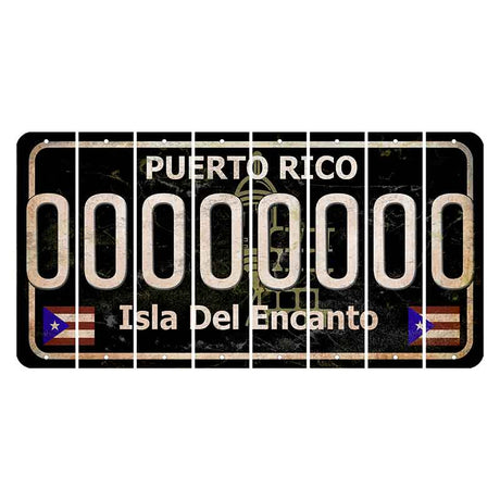 Puerto Rico Black Isla Del Encanto Cut License Plate Strips (Set of 8) O